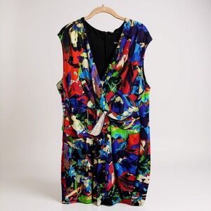 Ellen Tracy Womens Multicolor Sleeveless Draped Dress‎ Size 22W Polyester